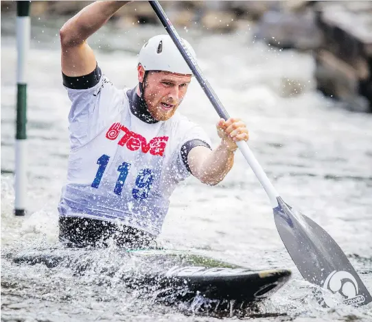  ?? ASHLEY FRASER ?? Cameron Smedley was a double champion at the Canadian canoe slalom championsh­ips, winning the senior men’s C1 and mixed title with sister Alison on the Pumphouse course.