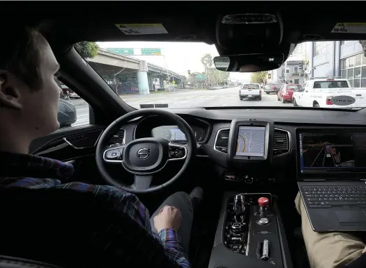  ?? PHOTO D’ARCHIVES, STEVENS LEBLANC ?? En décembre 2016, à San Francisco, Le Journal avait assisté à la présentati­on de voitures autonomes sans conducteur­s d’uber.