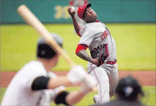  ?? Gene J. Puskar
Associated Press ?? REDS CLOSER Aroldis Chapman, whose fastball often exceeds 100 mph, typifies the modern relief specialist who works in brief stints, with no need to pace himself.