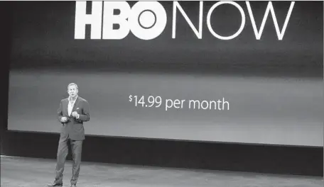  ?? Eric Risberg Associated Press ?? ARE subscripti­on services such as HBO Now giving consumers even more reason to ditch their cable and satellite TV package?