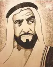  ??  ?? An oud and incense portrait of Shaikh Zayed created by Abdul Rahman Al Hamoud (below) will be on display at City Walk on December 2.