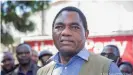  ??  ?? Zambia's new president, Hakainde Hichilema, won the election by almost a million votes