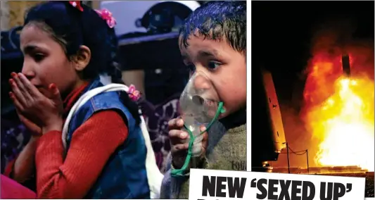  ??  ?? SHOCKING: Children after the attack. Right: A US cruise missile is launched in retaliatio­n. Inset: MoS reveals leaked email last month