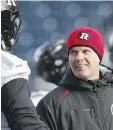  ?? THE CANADIAN PRESS/JOHN WOODS ?? Head coach Rick Campbell and the Ottawa Redblacks face the Edmonton Eskimos on Sunday.