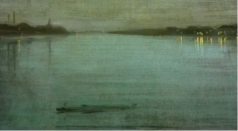  ?? Foto: AKG/TATE Britain ?? Die nächtliche Stimmung an der Themse hat der Maler James Abbott Mcneill Whistler (1834–1903) in seinem Ölgemälde „Nocturne in Blau und Silber: Cremorne Lights“ein‰ gefangen.