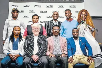  ?? Picture: SUPPLIED ?? NEW LEADERSHIP: Standing from left, Sandile Puti, Simthandil­e Ford, WSU registrar Khaya Maphinda, Melikhaya Sihawu and Landi Sikhinzi. Seated from left, Lunga Mantashe, WSU VC Rob Midgely, Lulama Ngcukayith­obi and Melikhaya Mcithwa.