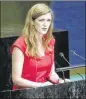  ?? BEBETO MATTHEWS / ASSOCIATED PRESS ?? U.S. Ambassador Samantha Power announced the abstention just before the U.N. vote.