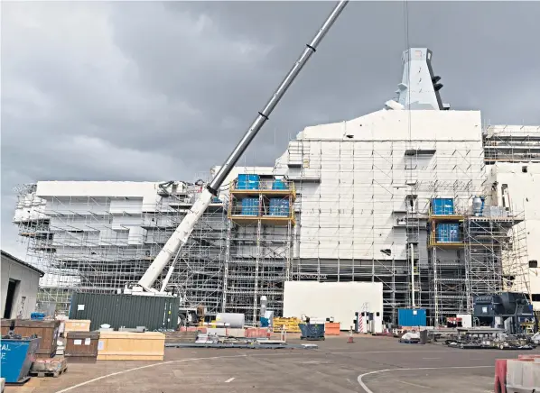  ?? ?? HMS Glasgow, the first of three Type 26 frigates being built at the Govan Shipyard in Glasgow. BAE Systems is in talks to provide five more of the ships, the first of which will be delivered to the Royal Navy in the mid-2020s
