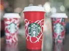  ?? PROVIDED BY STARBUCKS ?? The Starbucks red cups have become official markers of the holiday season.