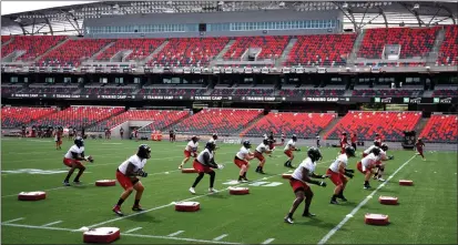  ?? The Canadian Press ?? The Ottawa Redblacks hold training camp at TD Stadium at Lansdowne Park in Ottawa earlier this summer.