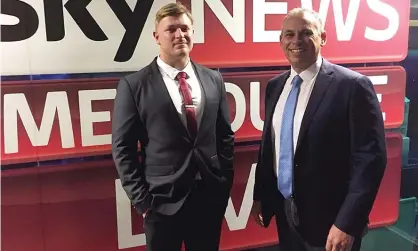  ?? Photograph: Facebook ?? The far-right extremist Blair Cottrell with former NT chief minister Adam Giles. Sky News has suspended Giles and shaken up its management­structure following the segment.