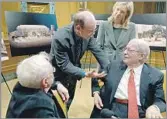  ?? Douglas Graham CQ-Roll Call ?? KEY ROLE IN GETTY CENTER Rocco Siciliano, right, talks with David and Anne Eisenhower, center, and Frank Gehry in 2010.