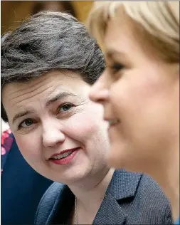  ??  ?? THE BOOT IS ON THE OTHER FOOT: Ruth Davidson has now taken on the ‘untouchabl­e’ persona that Nicola Sturgeon once had