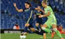  ??  ?? Lyon’s Amel Majri being chased by Wolfsburg’s Alexandra Popp during the Champions League final. Photograph: Álvaro Barrientos/AFP/Getty Images