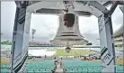  ??  ?? The newly-installed silver coated bell pictured during a training session on the eve of the second Test match between India and New Zealand, at Eden Gardens in Kolkata. Former Indian cricketer, Kapil Dev will ring the bell at the start of the Test match.