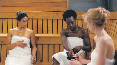  ?? 20TH CENTURY FOX VIA AP ?? From left, Michelle Rodriguez, Viola Davis and Elizabeth Debicki star in Widows, about three women who resolve to take over their husbands’ criminal plans and then pull it off.