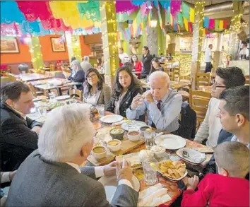  ?? Allen J. Schaben Los Angeles Times ?? FORMER VICE PRESIDENT Joe Biden visits Koreatown’s Oaxacan culinary mainstay Guelaguetz­a in December. To young nonwhite voters, such campaign stops can seem hackneyed and hollow.