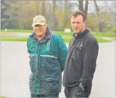  ?? PHOTOS / CLINTON LLEWELLYN ?? Waipukurau course convener Richard Haldane (left) and greenkeepe­r Paul McLean survey the effects of last week’s flooding.