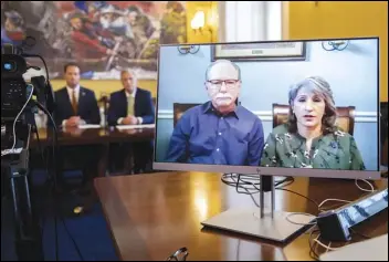  ?? COURTESY PHOTO ?? Trevor Reed’s parents, Joey and Paula, joined a press conference virtually on Thursday with Kevin McCarthy and other Congressio­nal leaders calling for the immediate release of Trevor Reed by Russian authoritie­s.