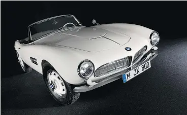  ??  ?? This fetching Feather White BMW 507 roadster — once owned by Elvis Presley — was in a sorry state with rotted floors, missing gauges and no engine when the German automaker performed a stunning restoratio­n.