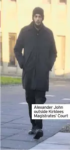  ??  ?? Alexander John outside Kirklees Magistrate­s’ Court