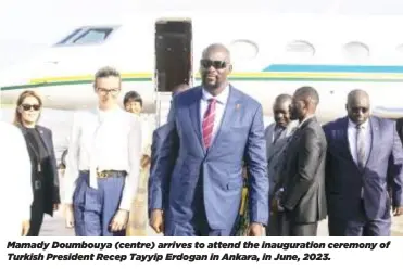  ?? ?? Mamady Doumbouya (centre) arrives to attend the inaugurati­on ceremony of Turkish President Recep Tayyip Erdogan in Ankara, in June, 2023.