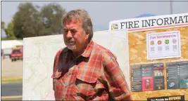  ?? RICK SILVA — PARADISE POST ?? Congressma­n Doug LaMalfa, here being interviewe­d on August 5, 2021, during the Dixie Fire at the Silver Dollar Fairground­s, co-authored a bill with congressma­n Mike Thompson in March that would exempt wildfire victims from having to pay taxes on their settlement­s and their attorneys’ fees.