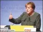  ??  ?? German Chancellor Angela Merkel speaks during a rally in Hamburg on Wednesday.