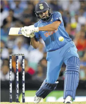  ??  ?? India batsman Rohit Sharma bats during the first One-day Internatio­nal match versus Australia at Sydney Cricket Ground.