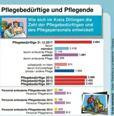  ?? Foto: ZDS ?? Die Anzahl der Pflegebedü­rftigen und der Pflegenden ist in den vergangene­n Jahren auch im Landkreis Dillingen deutlich gestiegen.