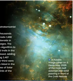  ?? ?? A Hubble image taken on 5 December 2005 of the main belt asteroid 2001 SE101 passing in front of the Crab Nebula