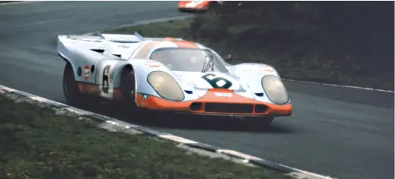  ??  ?? Below: Jo Siffert and Derek Bell at the 1971 Brands Hatch 1000km, where they finished third overall behind entries from Alfa Romeo and Ferrari. For many, this was the classic Gulf livery