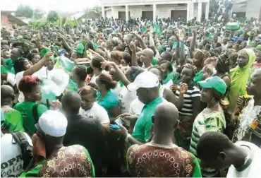  ??  ?? Julius Maada Bio and supporters in Bo, Sierra Leone