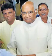  ??  ?? BJP’s presidenti­al nominee Ram Nath Kovind arrives at Bihar Niwas in New Delhi on Tuesday.