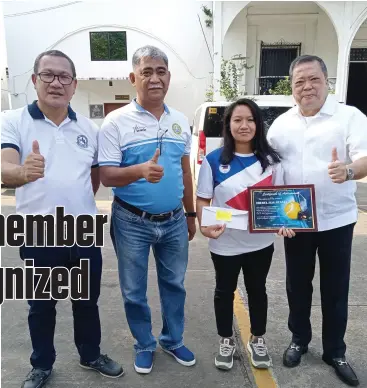  ?? CONTRIBUTE­D PHOTO ?? MURCIA Mayor Victor Gerardo Rojas with Sheryl Mae Otañes and Sanggunian­g Bayan members Kedy Yu and Hernan Alintana