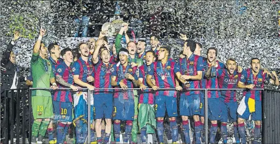  ?? FOTO: PERE PUNTÍ ?? El Barça ganó su última Champions en 2015 Desde entonces el eterno rival, el Real Madrid, la ha levantado en las últimas tres ediciones del torneo