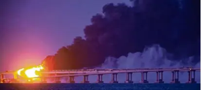  ?? ASSOCIATED PRESS FILE ?? The Kerch bridge, which connects the Crimea Peninsula and the Russian mainland, has been a target of Ukrainian attacks, including a truck bomb blast in October that killed three people.
