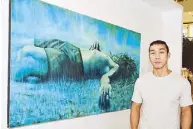  ??  ?? Bryan Cabrera’s painting “Consumed” conjures dreamscape­s that manipulate light and space in his contempora­ry art pieces. His unique vision and perspectiv­e of the world have brought him several Philippine Art awards.