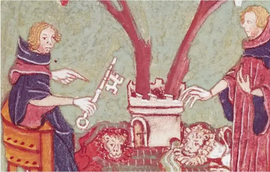  ??  ?? A 14th-century French illustrati­on shows alchemists at work. Alchemy was deemed to pose a real threat to those with power in the medieval world – as such, an act passed by Henry IV made the practice a felony