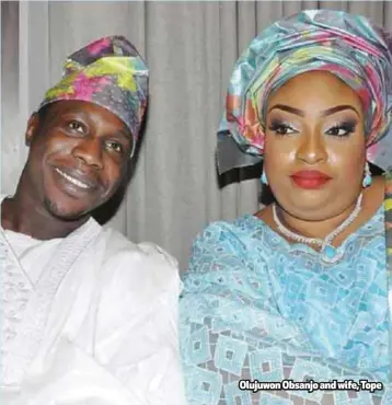  ??  ?? Olujuwon Obsanjo and wife, Tope