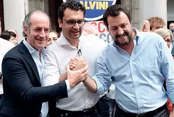  ?? (Op Brand) ?? Entusiasmo Luca Zaia, Francesco Rucco e Matteo Salvini