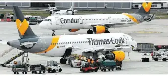  ??  ?? Der Ferienflie­ger Condor hat durch die Thomas-Cook-Pleite Liquidität­sprobleme. Jetzt hilft der Staat aus