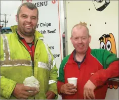  ??  ?? James Barron and Francis Harney at the Carnew Ploughing Championsh­ips.