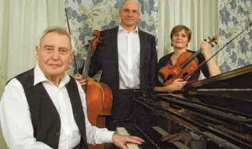  ?? Foto: Siegfried P. Rupprecht ?? Das Musiktrio Sinvino sorgte beim Konzert in Schloss Elmischwan­g für ein feines Hörerlebni­s: (von links) Adi Meixner, Johannes Kübel und Pamela Rachel.