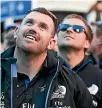  ??  ?? Cross-code stars Joe Sullivan and Simon van Velthooven soak up America’s Cup celebratio­ns.