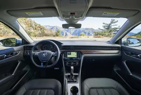  ??  ?? The interior of the 2021 Volkswagen Passat will not be unfamiliar to those who know Passats and other Volkswagen models. The 1970s LTD air vents are probably the most drastic change.