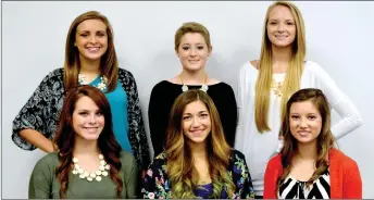  ?? COURTESY PHOTO ?? Pictured in Farmington’s court are: (front from left): Halsey Salmonson, Maria McPherson and Jessica Partain. Back Row: Maddy Schuckman, Karlee Pense and Evyn Doran. Homecoming is Sept. 26 vs. Little Rock Christian.
