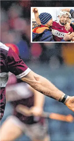  ?? EOIN NOONAN and RAY McMANUS/ SPORTSFILE ?? That winning feeling: Brendan Maher has had much to celebrate with his club Borris-Ileigh and Tipperary in the past 12 months. Inset above, he is mobbed by Borris’ supporters after their victory over Kiladangan in the Tipperary SHC county final last November