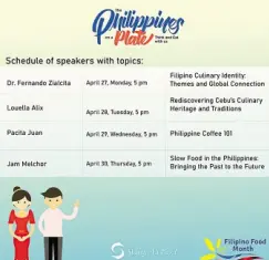  ??  ?? “Philipppin­es on a Plate” schedule for April 27-30