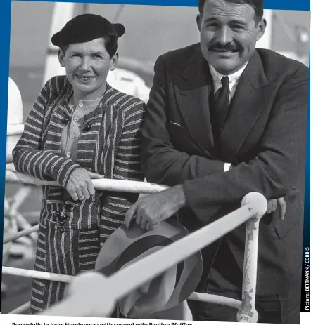  ??  ?? Powerfully in love: Hemingway with second wife Pauline Pfeiffer